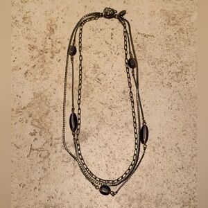 Express Three Layered Necklace With Gemstones And Decorative Elements